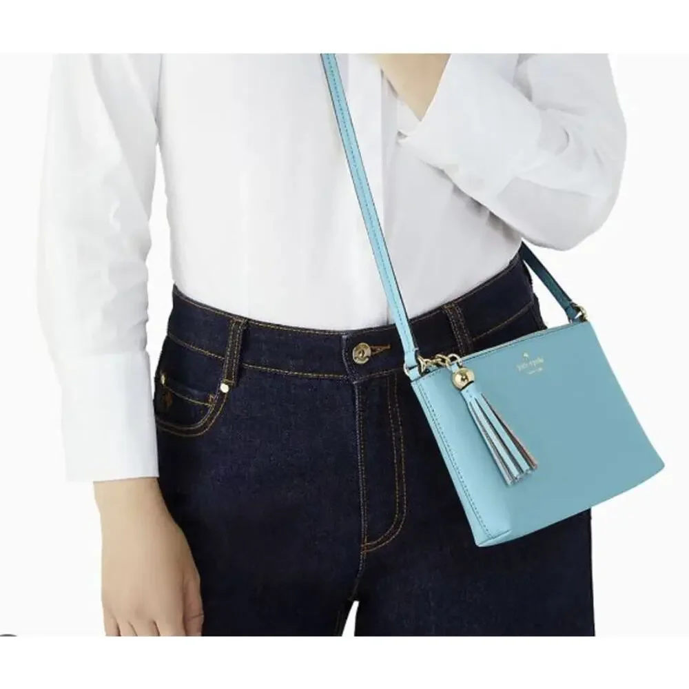 Kate Spade BAT Ivy Street AMY Leather Crossbody Purse (Stone Blue) New with tags